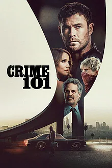Crime 101 — the noir city skyline and headlight glare of the Crime 101 poster.